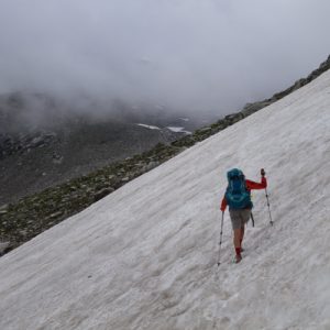 Mehrere Schneefelder galt es zu überqueren