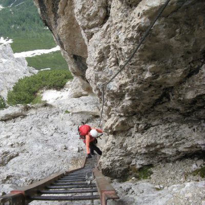 Die Leiter im Klettersteig